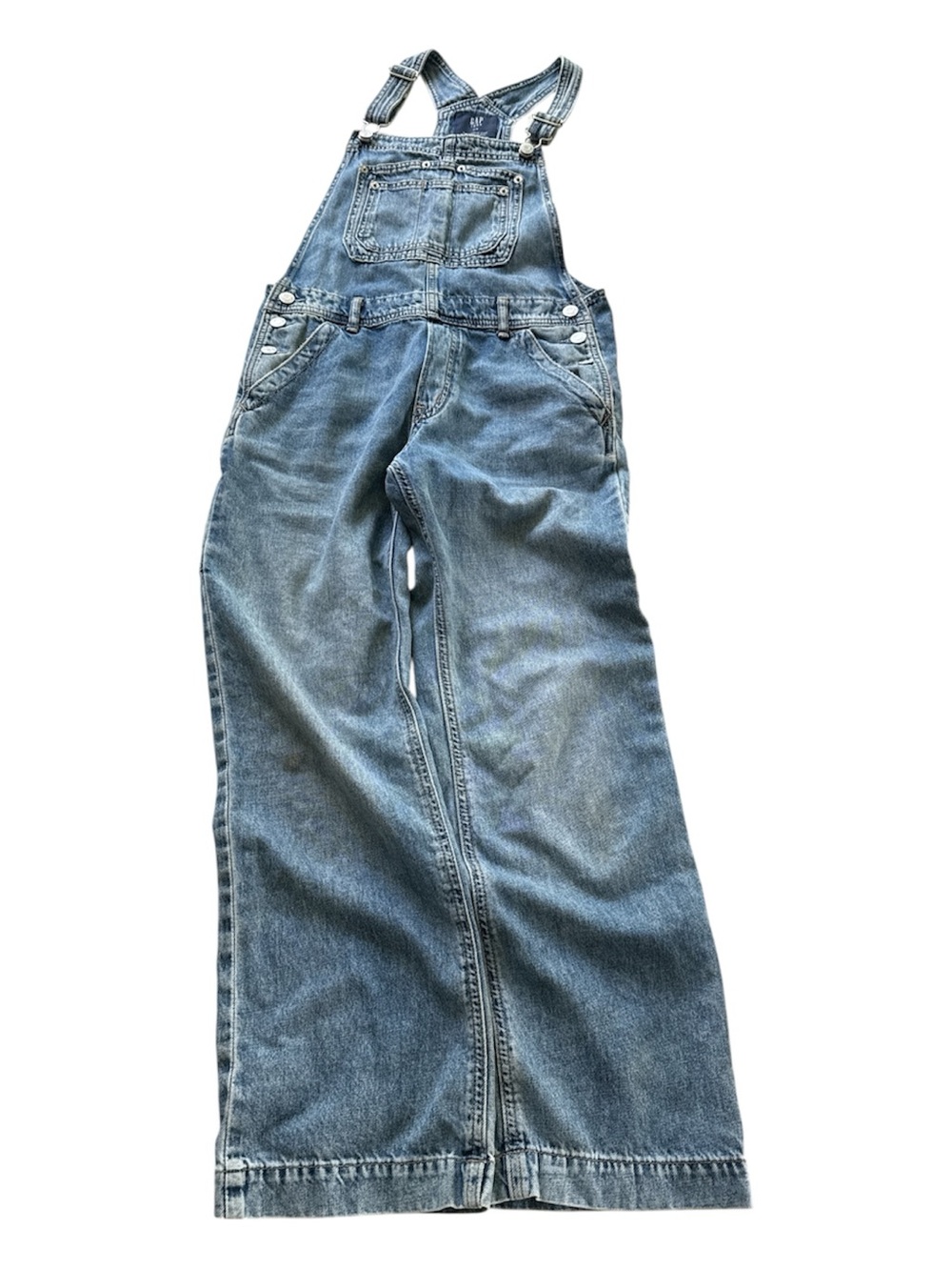 Gap Teen 14-16 years, Blue Denim Overalls Worn in, Relaxed Fit